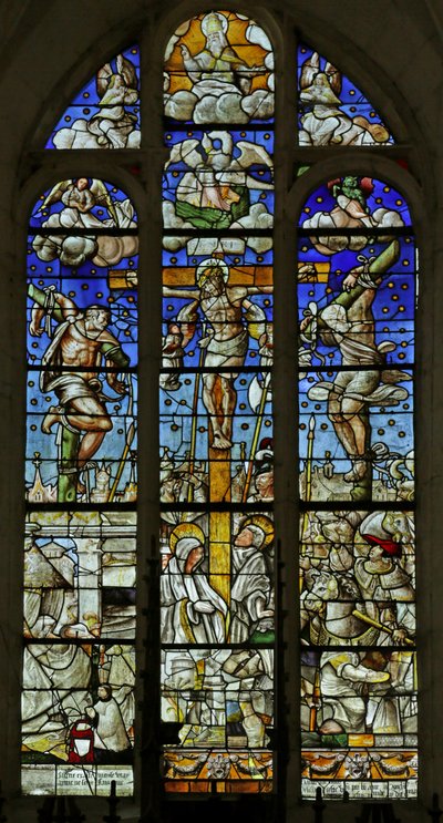 Window depicting the Crucifixion by French School